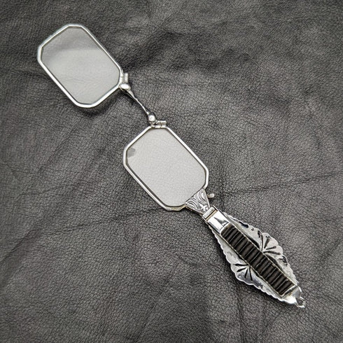 Antique Portable Folding Glasses Marcasite Decorated Roniet